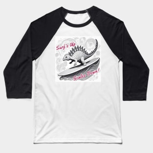 Dinosaur Surfing Funny Baseball T-Shirt